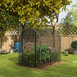 Fruit Cage Bird Netting, Heavy Duty Fruit and Vegetable Protection Tent with Zipped Door, Anti Bird, Insects, Small Animals, 1.2 x 2.4 x 1.9m, Black