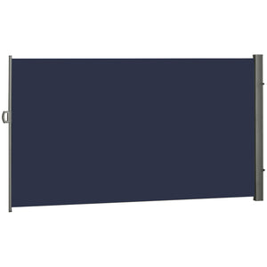 118" x 79" Retractable Side Awning Patio Outdoor Folding Privacy Screen with Resistance to UV Rays & Wind, Dark Blue