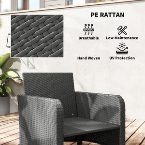 5 Piece Rattan Garden Furniture Set, Wicker Patio Conversation Set with 2 Chairs, 2-Tier Coffee Table, 2 Ottomans and Thick Cushions for Outdoor, Balcony, Bistro, Porch, Grey