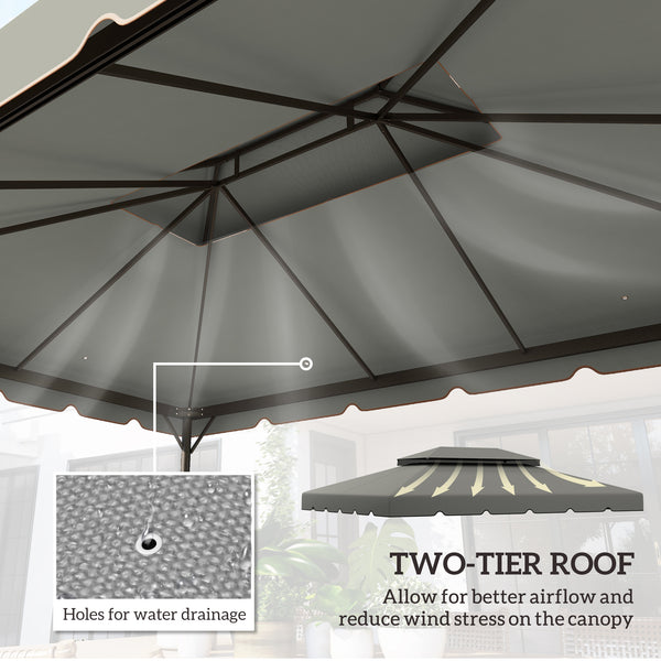 Outsunny 13.1' x 9.8' Gazebo Replacement Canopy, Gazebo Top Cover with Double Vented Roof for Garden Patio Outdoor (TOP ONLY), Light Gray