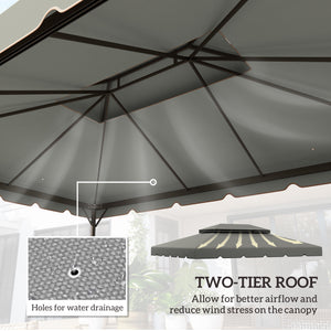 13.1' x 9.8' Gazebo Replacement Canopy, Gazebo Top Cover with Double Vented Roof for Garden Patio Outdoor TOP ONLY, Grey