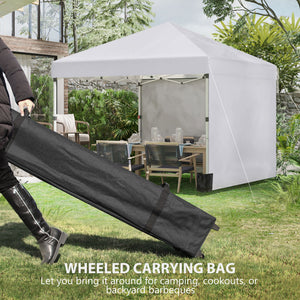3 x 3 (M) Pop Up Gazebo, UPF 30+ with 2 Sidewalls, Leg Weight Bags and Wheeled Bag, Height Adjustable Party Tent Event Shelter for Garden, Patio, White