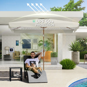 Patio Umbrella 118.1" x 78.7" Outdoor Parasol with Adjustable Angle, Aluminum Pole, Crank Handle, and UV50+ Protection, Garden and Patio Umbrella, White