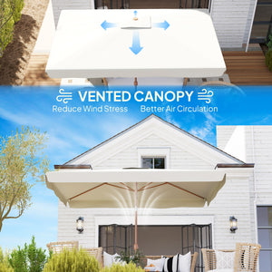 Patio Umbrella 118.1" x 78.7" Outdoor Parasol with Adjustable Angle, Aluminum Pole, Crank Handle, and UV50+ Protection, Garden and Patio Umbrella, White
