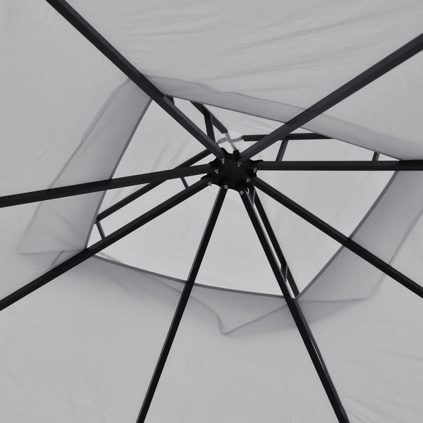 3 x 3m Garden Gazebo Patio Party Tent Shelter Outdoor Canopy Double Tier Sun Shade with Metal Frame and Netting, Light Grey