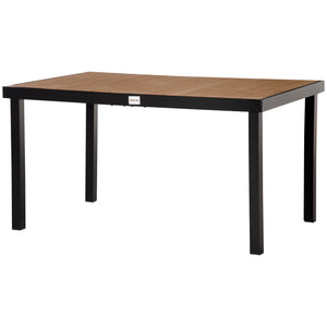 55" L x 35.5" W x 29.25" H Patio Dining Table for 6, Rectangular Aluminum Outdoor Table for Garden Lawn Backyard, Natural