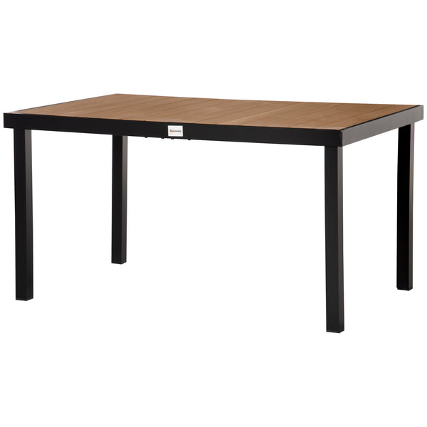 55" L x 35.5" W x 29.25" H Patio Dining Table for 6, Rectangular Aluminum Outdoor Table for Garden Lawn Backyard, Natural