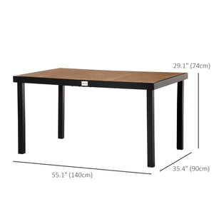 55" L x 35.5" W x 29.25" H Patio Dining Table for 6, Rectangular Aluminum Outdoor Table for Garden Lawn Backyard, Natural