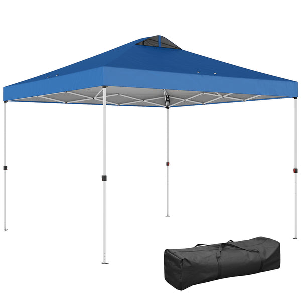 9.8' x 9.8' Pop Up Canopy, Waterproof Canopy Tent for Parties, Garden, BBQs, Easy Setup Instant Shelter and Garden Gazebo with Carrying Bag, Stakes and Ropes, Blue
