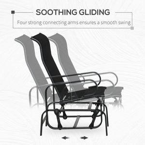 Outdoor Gliding Rocking Chair with Sturdy Metal Frame Garden Comfortable Swing Chair for Patio, Garden and Poolside, Black