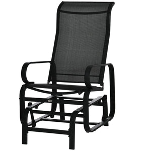 Outdoor Gliding Rocking Chair with Sturdy Metal Frame Garden Comfortable Swing Chair for Patio, Garden and Poolside, Black