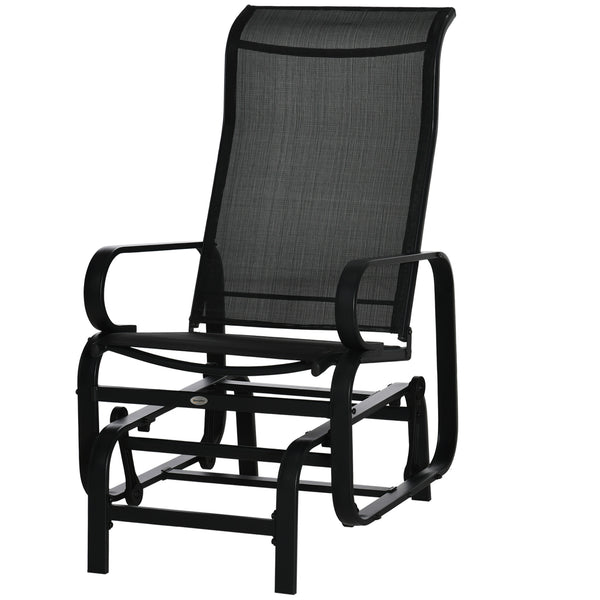 Patio Glider with Breathable Mesh Fabric, Outdoor Glider Chair, Garden Rocking Gliding Seat for Patio, Yard, Porch, Black