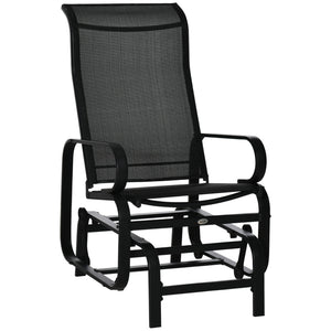 Outdoor Gliding Rocking Chair with Sturdy Metal Frame Garden Comfortable Swing Chair for Patio, Garden and Poolside, Black