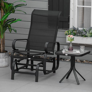 Outdoor Gliding Rocking Chair with Sturdy Metal Frame Garden Comfortable Swing Chair for Patio, Garden and Poolside, Black