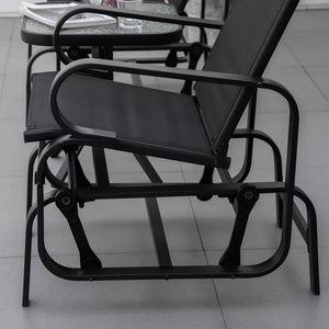 Outdoor Gliding Rocking Chair with Sturdy Metal Frame Garden Comfortable Swing Chair for Patio, Garden and Poolside, Black