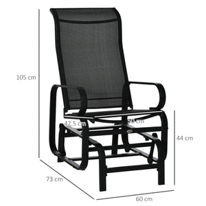 Outdoor Gliding Rocking Chair with Sturdy Metal Frame Garden Comfortable Swing Chair for Patio, Garden and Poolside, Black