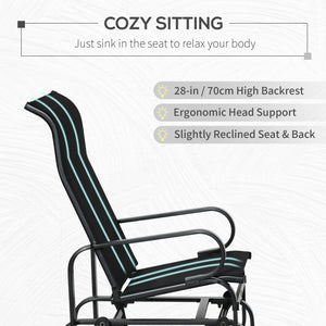 Patio Glider with Breathable Mesh Fabric, Outdoor Glider Chair, Garden Rocking Gliding Seat for Patio, Yard, Porch, Black