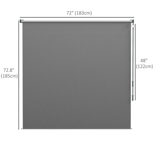 6'W x 6'H Roller Shades, Outdoor Blinds Cordless Roll Up Shade for Porch Balcony Gazebo, Light Grey