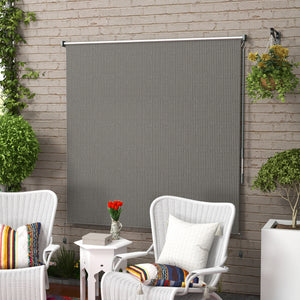 6'W x 6'H Roller Shades, Outdoor Blinds Cordless Roll Up Shade for Porch Balcony Gazebo, Light Grey