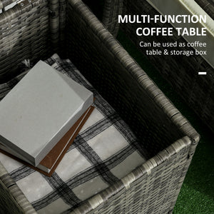 3 Pieces Rattan Bistro Set, Wicker Garden Furniture Set with Storage 
 Coffee Table and Chairs, Thickened Cushions for Outdoor, Patio, Balcony, Orange