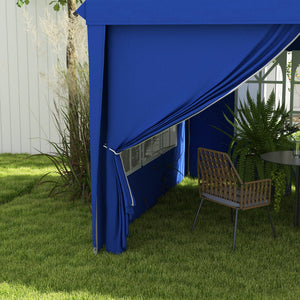 3 x 6 m Garden Pop Up Gazebo, Wedding Party Tent Marquee, Water Resistant Awning Canopy with Sidewalls, Windows, Carry Bag, Blue