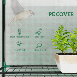 Lean-to Mini Greenhouse with 3 Tier Shelves, Portable Garden Hot House with 3 Roll-Up Doors for Indoor Outdoor, 84.6"x18.1"x56.7", Green