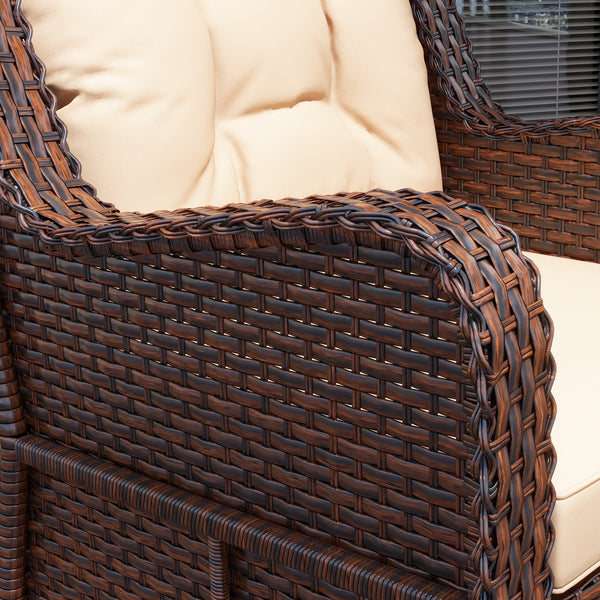 PE Rattan 360° Swivel Patio Chair with Cushion, Patio Wicker Chair with Armrest, Backrest, Brown
