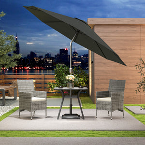 2 Pieces Outdoor PE Rattan Dining Chairs Set with Cushion, Garden Armchair with Armrests, High Backrest, Metal Frame Patio Wicker Furniture, Mixed Grey