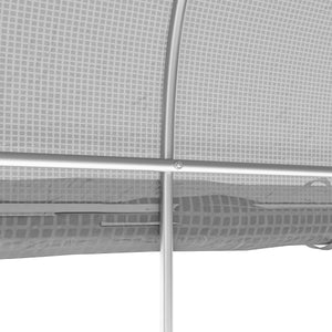 3 x 2(m) Walk-in Polytunnel Greenhouse, Zipped Roll Up Sidewalls, Mesh Door, 6 Mesh Windows, Tunnel Warm House Tent with PE Cover, Complimentary Plant Labels and Gloves, White