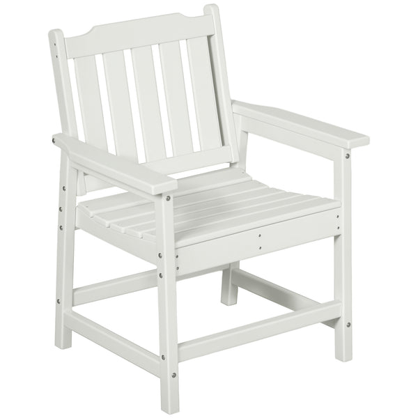 All-Weather Patio Chair, HDPE Patio Dining Chair, Heavy Duty Wood-Like Outdoor Furniture for Garden, Backyard, Deck, Porch, Lawn, White
