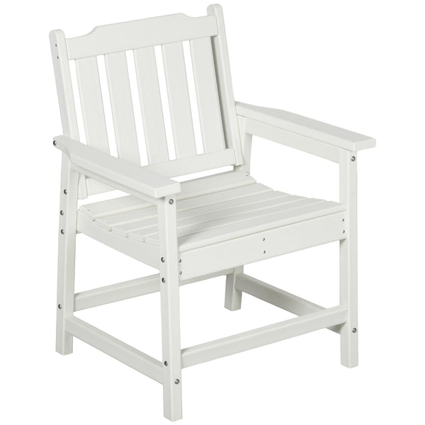 All-Weather Patio Chair, HDPE Patio Dining Chair, Heavy Duty Wood-Like Outdoor Furniture for Garden, Backyard, Deck, Porch, Lawn, White