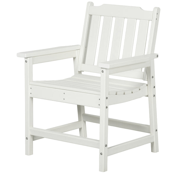 All-Weather Patio Chair, HDPE Patio Dining Chair, Heavy Duty Wood-Like Outdoor Furniture for Garden, Backyard, Deck, Porch, Lawn, White
