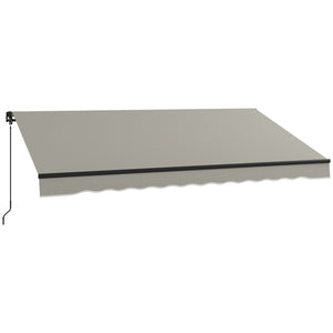  12' x 10' Retractable Awning, Patio Awning Sunshade Shelter with Manual Crank Handle, 280gsm UV Resistant Fabric and Aluminum Frame, for Balcony, Yard, Light Grey