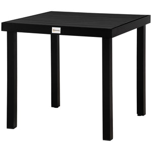 Outdoor Dining Table for 4 People, Square Patio Table with Aluminum Metal Legs for Garden, Lawn, Woodgrain Black