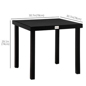 Outdoor Dining Table for 4 People, Square Patio Table with Aluminum Metal Legs for Garden, Lawn, Woodgrain Black