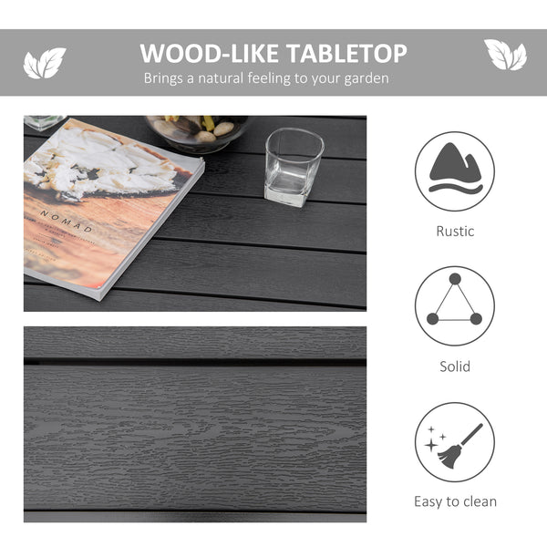 Outdoor Dining Table for 4 People, Square Patio Table with Aluminum Metal Legs for Garden, Lawn, Woodgrain Black