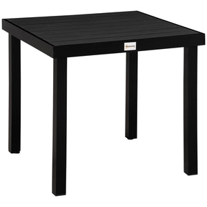 Outdoor Dining Table for 4 People, Square Patio Table with Aluminum Metal Legs for Garden, Lawn, Woodgrain Black