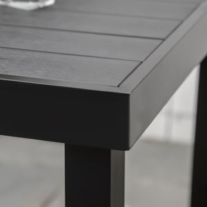 Outdoor Dining Table for 4 People, Square Patio Table with Aluminum Metal Legs for Garden, Lawn, Woodgrain Black
