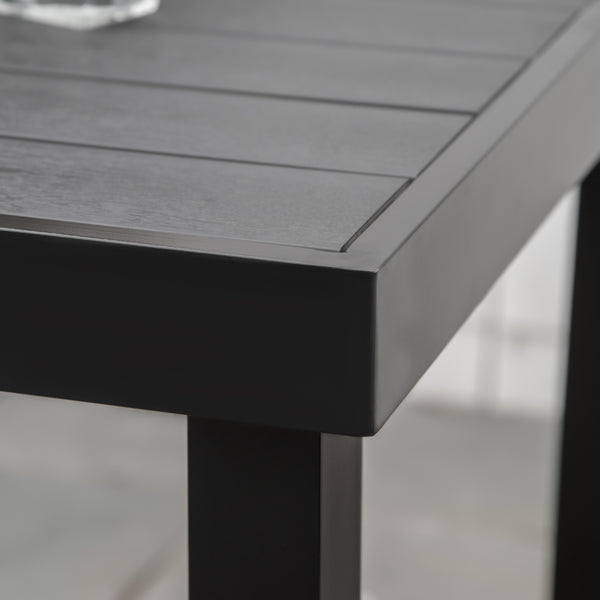 Outdoor Dining Table for 4 People, Square Patio Table with Aluminum Metal Legs for Garden, Lawn, Woodgrain Black