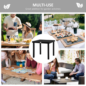 Outdoor Dining Table for 4 People, Square Patio Table with Aluminum Metal Legs for Garden, Lawn, Woodgrain Black