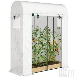 6' x 2' x 6.6' Mini Greenhouse, Portable Garden Green House with Roll-up Door and Mesh Windows, Small Plant Greenhouse with PE Cover, Steel Frame for Indoor Outdoor, White