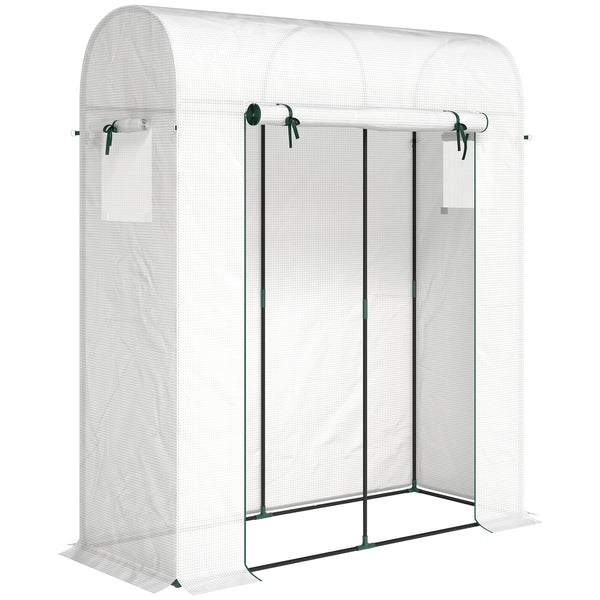 6' x 2' x 6.6' Mini Greenhouse, Portable Garden Green House with Roll-up Door and Mesh Windows, Small Plant Greenhouse with PE Cover, Steel Frame for Indoor Outdoor, White