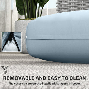 2 Seater Outdoor Seat Cushions with Backrest, Loveseat Double Sofa Outdoor Furniture Cushions, Fade-Resistant Replacement Patio Cushions for Indoor and Outdoor, Light Blue