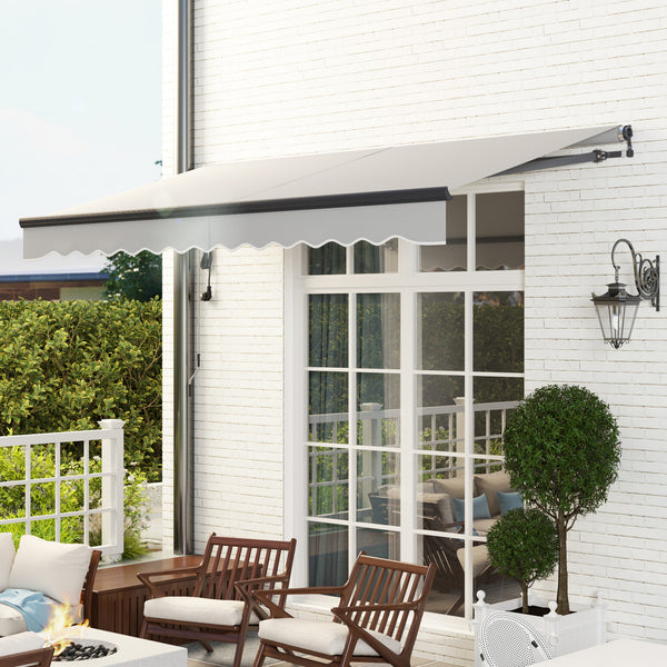 3.5 x 3(m) Electric Awning with Remote Controller, Aluminium Frame DIY Retractable Awning, UV30+ Sun Shade Canopy for Garden Patio Deck Door Window, Light Grey