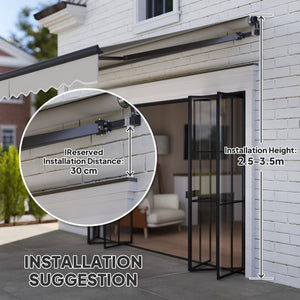 3.5 x 3(m) Electric Awning with Remote Controller, Aluminium Frame DIY Retractable Awning, UV30+ Sun Shade Canopy for Garden Patio Deck Door Window, Light Grey