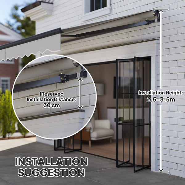 3.5 x 3(m) Electric Awning with Remote Controller, Aluminium Frame DIY Retractable Awning, UV30+ Sun Shade Canopy for Garden Patio Deck Door Window, Light Grey