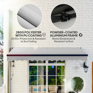 3.5 x 3(m) Electric Awning with Remote Controller, Aluminium Frame DIY Retractable Awning, UV30+ Sun Shade Canopy for Garden Patio Deck Door Window, Light Grey