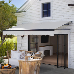 3.5 x 3(m) Electric Awning with Remote Controller, Aluminium Frame DIY Retractable Awning, UV30+ Sun Shade Canopy for Garden Patio Deck Door Window, Light Grey