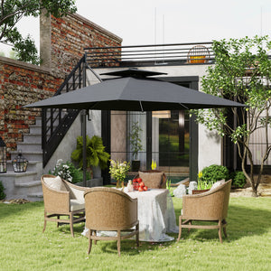 8' Cantilever Patio Umbrella with Solar Powered LED Lights, Hanging Offset Umbrella with 360°Rotation, Tilt Adjustment, Crank, Cross Base for Garden, Dark Grey