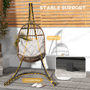 Hammock Chair Stand, Heavy Duty Steel Hammock Stand Only with Extra Large Base, Single Hanging Egg Chair Swing Frame for Indoor Outdoor, 330 LBS Capacity, Black